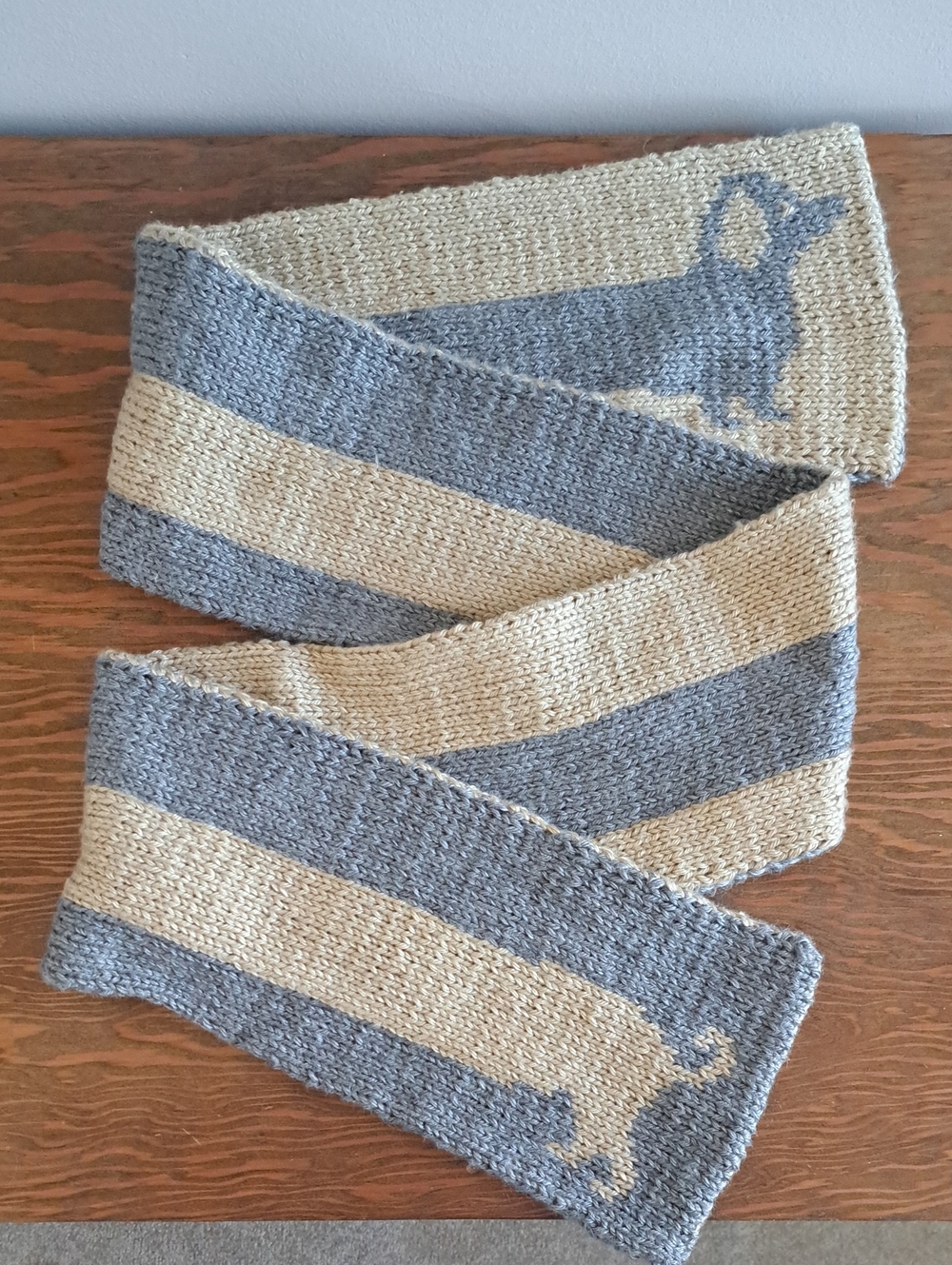 Handknit Double-Sided Weiner Dog Scarf
